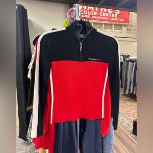 Vintage Y2K Polo Ralph Lauren Knit Sweater quarter zip black red white